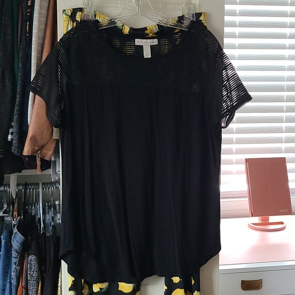 Emaline black top with lemon stretchy pants